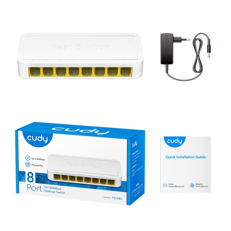 Cudy FS108D network switch Fast Ethernet (10/100) White Cudy FS108D network switch Fast Ethernet (10/100) White