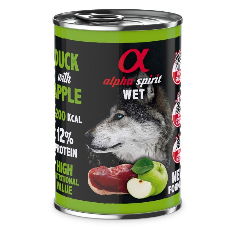 ALPHA SPIRIT WET Duck with apple - wet dog food - 400g ALPHA SPIRIT WET Duck with apple - wet dog food - 400g