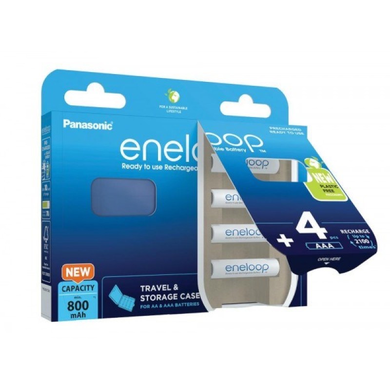Rechargeable batteries PANASONIC ENELOOP AAA 800 mAh 4 szt + case (BK-4MCDE/4CP+CASE) Rechargeable batteries PANASONIC ENELOOP AAA 800 mAh 4 szt + case (BK-4MCDE/4CP+CASE)