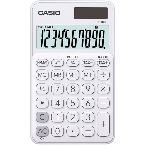 CASIO CALCULATOR, POCKET SL-310UC-WE WHITE, 10 DIGIT DISPLAY CASIO CALCULATOR, POCKET SL-310UC-WE WHITE, 10 DIGIT DISPLAY