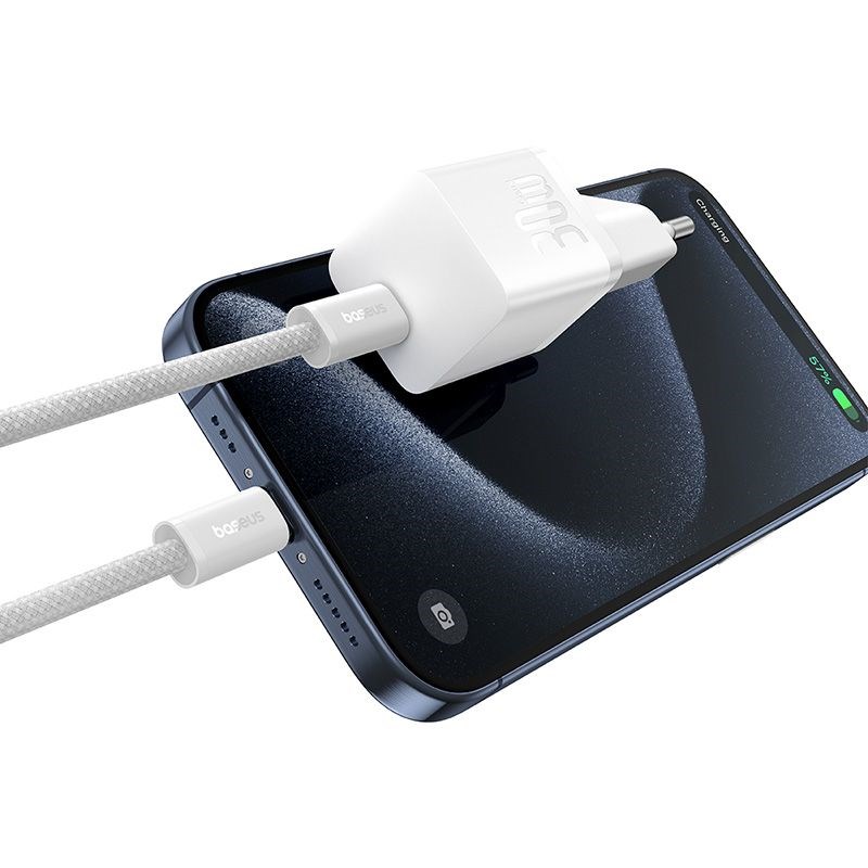 Baseus P10110902213-01 USB-C GaN5 mini 30W mains charger White Baseus P10110902213-01 USB-C GaN5 mini 30W mains charger White