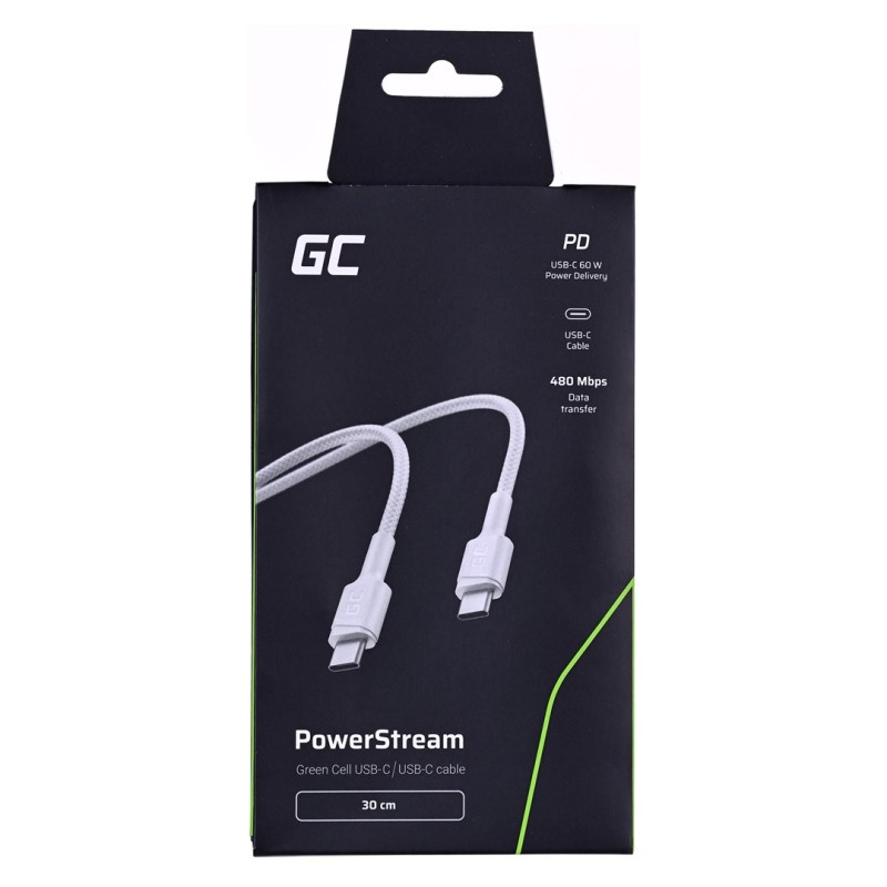 Green Cell GC PowerStream USB cable USB 3.2 Gen 1 (3.1 Gen 1) 0.3 m USB C White Green Cell GC PowerStream USB cable USB 3.2 Gen 1 (3.1 Gen 1) 0.3 m USB C White