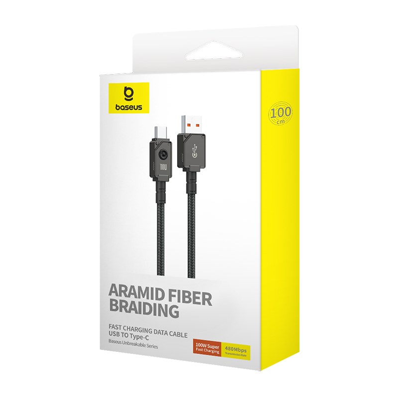 Baseus Unbreakable USB cable 1 m USB A USB C Black Baseus Unbreakable USB cable 1 m USB A USB C Black
