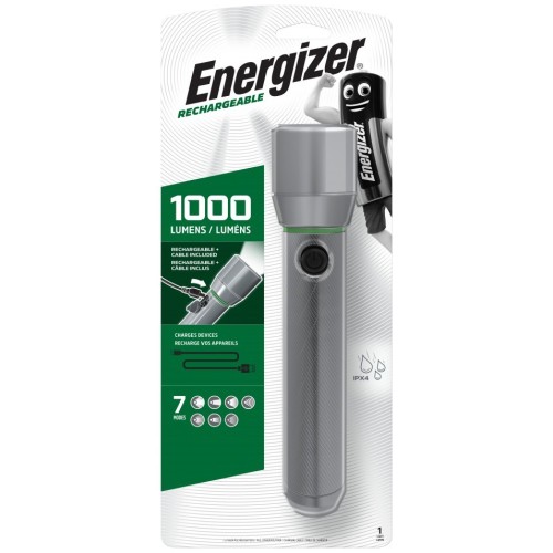 Energizer Metal Vision HD Rechargeable LED Handheld Flashlight 1000 LM, USB charging Energizer Metal Vision HD Rechargeable LED Handheld Flashlight 1000 LM, USB charging