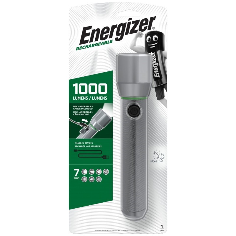 Energizer Metal Vision HD Rechargeable LED Handheld Flashlight 1000 LM, USB charging Energizer Metal Vision HD Rechargeable LED Handheld Flashlight 1000 LM, USB charging