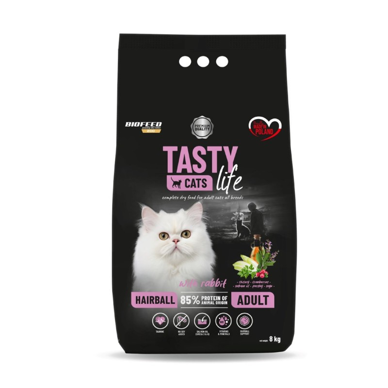 BIOFEED Tasty Cats Life Hairball Rabbit - dry cat food - 8kg BIOFEED Tasty Cats Life Hairball Rabbit - dry cat food - 8kg