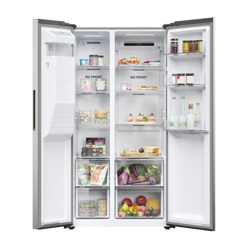 Haier SBS 90 Serie 5 HSR5918DIMP Free-standing double-sided fridge-freezer combination 511 l D Platinum, stainless steel