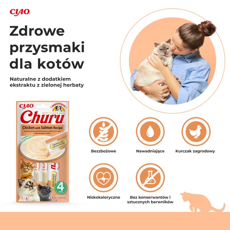 INABA Churu Chicken with salmon recipe - cat treats - 4x14 g INABA Churu Chicken with salmon recipe - cat treats - 4x14 g
