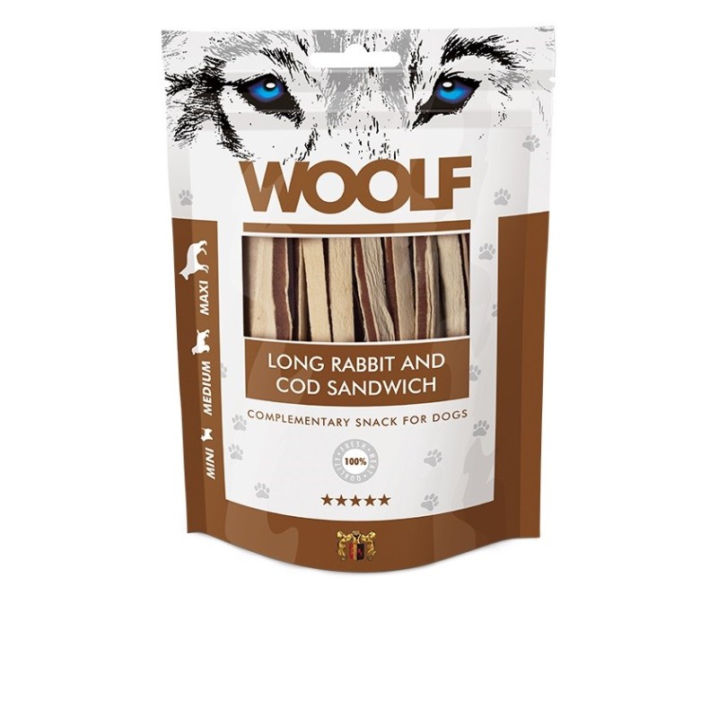 WOOLF Long cod sandwich - dog treat - 100g