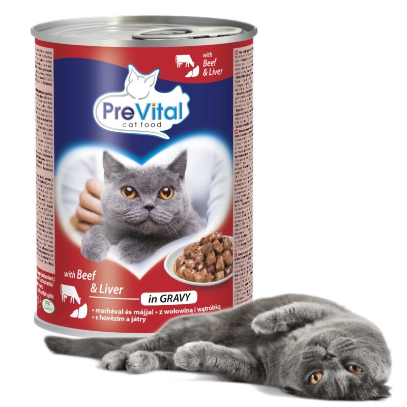 PREVITAL Cat Food with beef and liver in sauce - wet cat food - 415 g PREVITAL Cat Food with beef and liver in sauce - wet cat food - 415 g