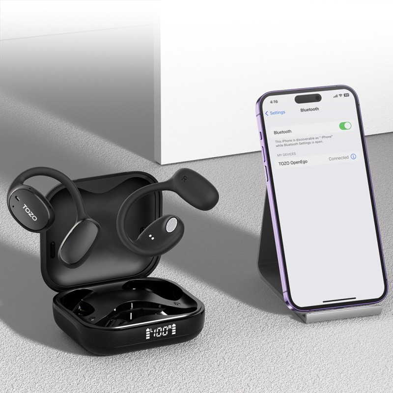 TOZO OpenEgo True Wireless Stereo (TWS) Kostne USB Type-C Bluetooth Headset Black TOZO OpenEgo True Wireless Stereo (TWS) Kostne USB Type-C Bluetooth Headset Black