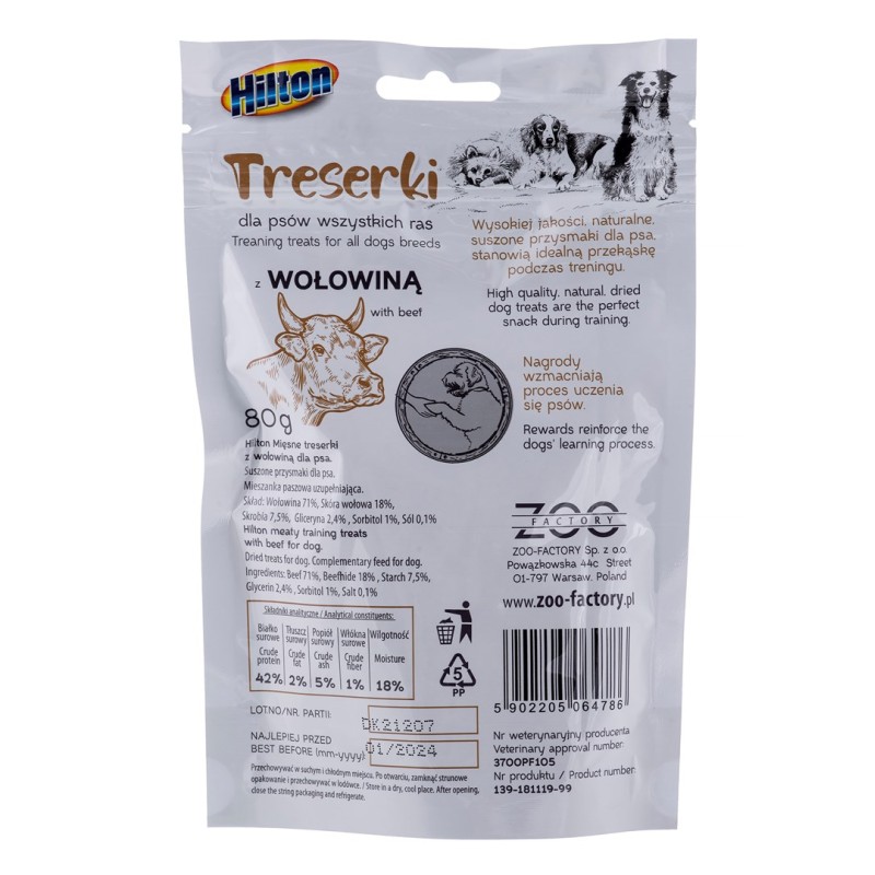HILTON Treaning treats Beef - Dog treat - 80g HILTON Treaning treats Beef - Dog treat - 80g