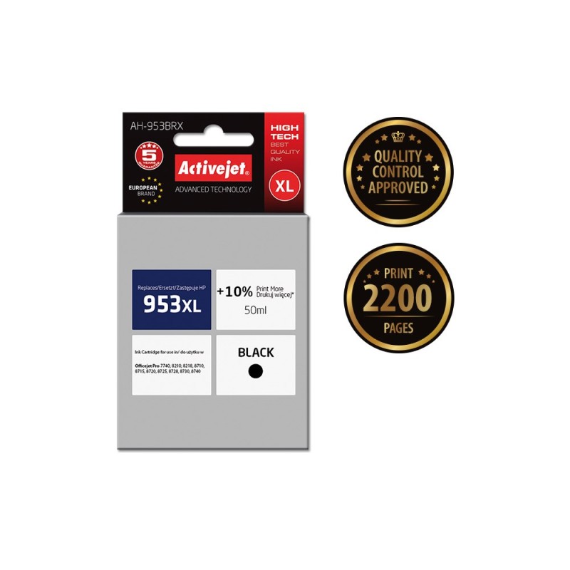Activejet AH-953BRX ink for HP printer; HP 953XL L0S70AE replacement; Premium; 50 ml; black Activejet AH-953BRX ink for HP printer; HP 953XL L0S70AE replacement; Premium; 50 ml; black