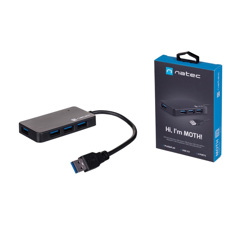 NATEC Hub USB 3.0 Moth (4 ports, black) NATEC Hub USB 3.0 Moth (4 ports, black)