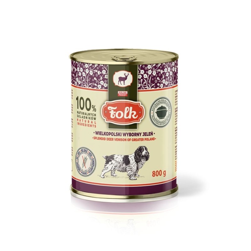 FOLK Splendid deer venison of Greater Poland - wet dog food - 800g FOLK Splendid deer venison of Greater Poland - wet dog food - 800g