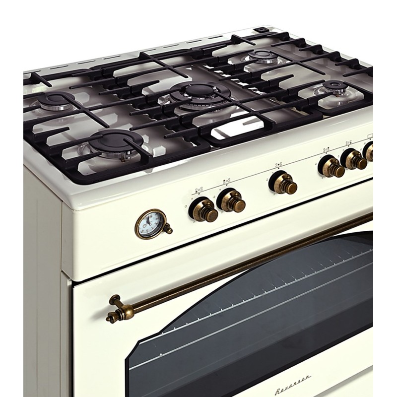 Ravanson Retro KWGE–90ARC gas and electric cooker (cream)