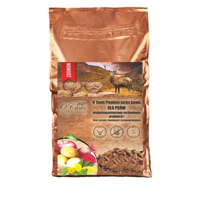 O'CANIS Deer with millet, potatoes, and red beet - dry dog food - 1,5kg O'CANIS Deer with millet, potatoes, and red beet - dry dog food - 1,5kg