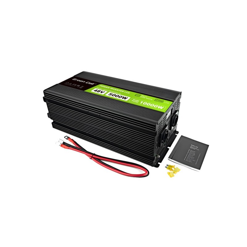 Green Cell Przetwornica napicia PowerInverter LCD 48 V 5000W/10000W Przetwornica samochodowa z wywietlaczem - czysty sinus 10 kVA Black Green Cell Przetwornica napicia PowerInverter LCD 48 V 5000W/10000W Przetwornica samochodowa z wywietlaczem - czysty sinus 10 kVA Black
