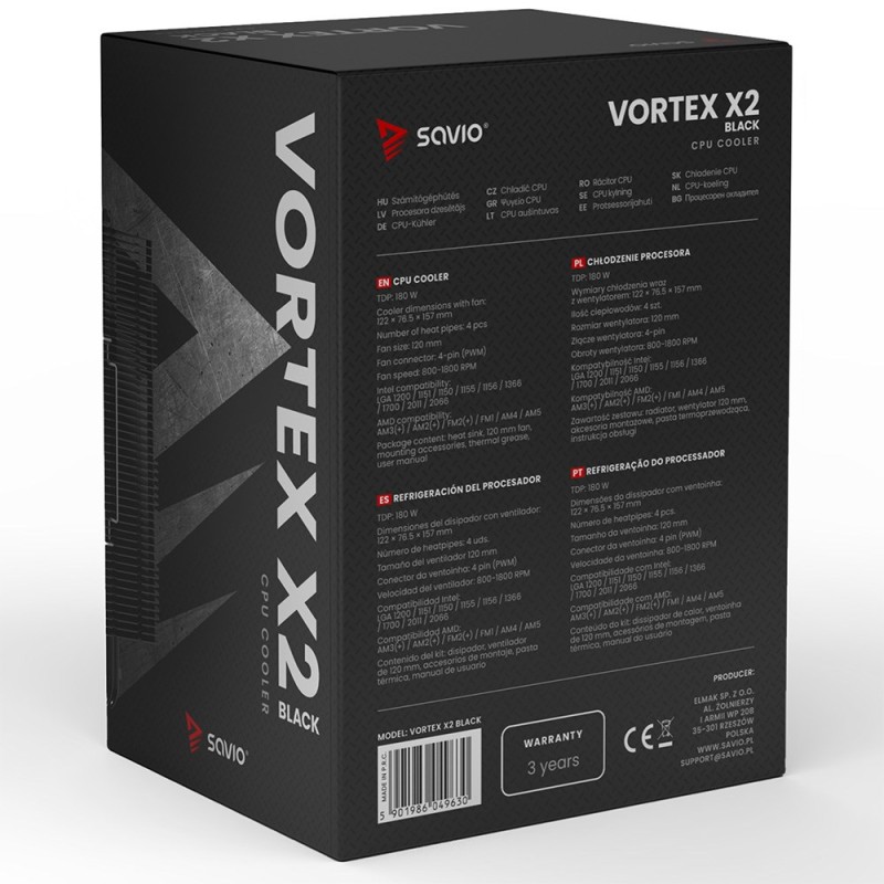 SAVIO VORTEX X2 BLACK CPU Cooler SAVIO VORTEX X2 BLACK CPU Cooler