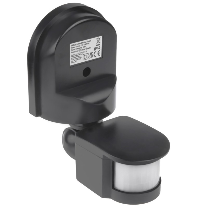 Maclean MCE25 GR Wall-Mounted 180° Motion & Dusk Sensor, 1200W Max, Grey