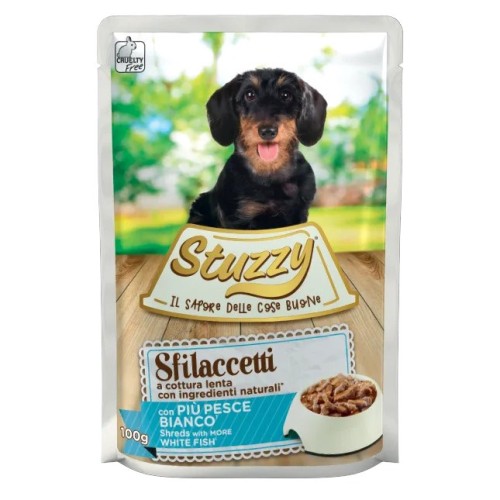 STUZZY Sfilaccetti with white fish meat - wet dog food - 100g STUZZY Sfilaccetti with white fish meat - wet dog food - 100g