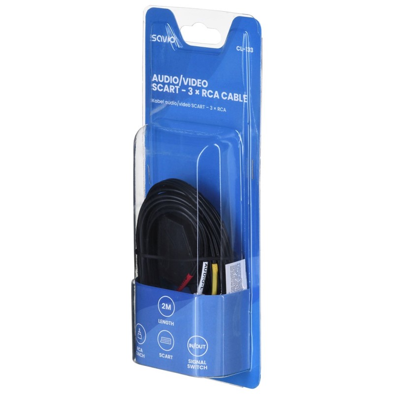 SAVIO Audio/video SCART – 3xRCA (CINCH) cable 2m CL-133 Black SAVIO Audio/video SCART – 3xRCA (CINCH) cable 2m CL-133 Black