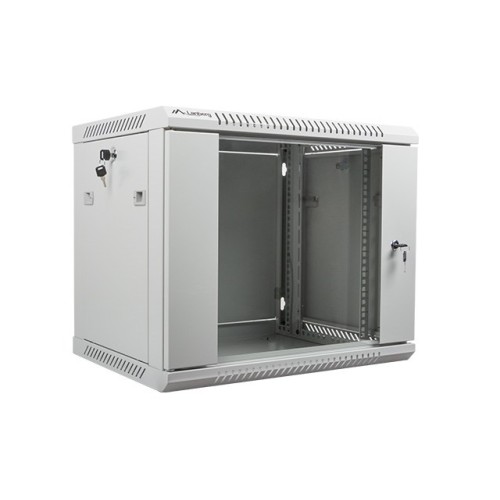 Lanberg wall-mounted installation rack cabinet 19'' 9U 600x450mm gray (glass door) Lanberg wall-mounted installation rack cabinet 19'' 9U 600x450mm gray (glass door)