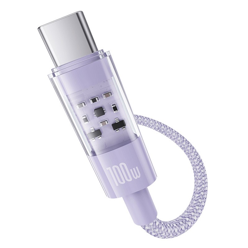 Baseus Gem USB A to USB C fast charging cable 1 m 100 W Purple Baseus Gem USB A to USB C fast charging cable 1 m 100 W Purple