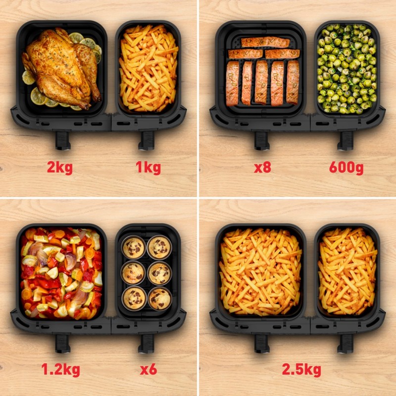 Tefal Easy Fry Dual XXL EY942HE0 fryer Double 11 L Stand-alone 2020 W Hot air fryer Grey Tefal Easy Fry Dual XXL EY942HE0 fryer Double 11 L Stand-alone 2020 W Hot air fryer Grey