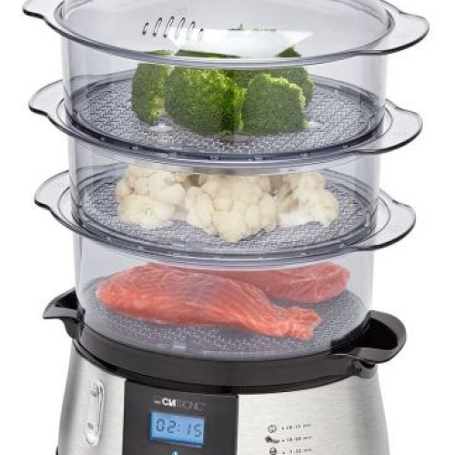 Clatronic DG 3547 steam cooker 3 basket(s) Black,Stainless steel 800 W
