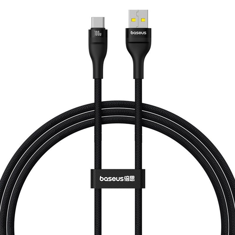 Baseus Flash 2 USB A to USB C fast charging cable 1 m 100 W Black Baseus Flash 2 USB A to USB C fast charging cable 1 m 100 W Black