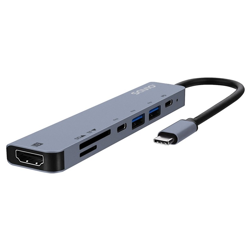 Savio AK-82 interface hub USB Type-C 5000 Mbit/s Black Savio AK-82 interface hub USB Type-C 5000 Mbit/s Black