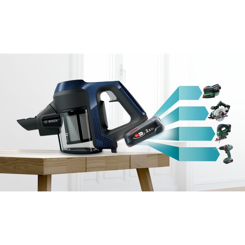 Bosch Serie 6 BBS611PCK stick vacuum/electric broom 2-in-1 stick vacuum Battery Dry Hygiene Filter Bagless Blue 2.5 Ah Bosch Serie 6 BBS611PCK stick vacuum/electric broom 2-in-1 stick vacuum Battery Dry Hygiene Filter Bagless Blue 2.5 Ah