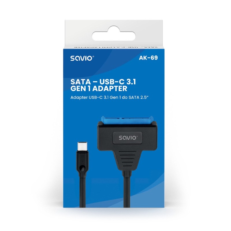 SAVIO AK-69 Adapter USB-C 3.1 Gen 1 (M) - SATA (F) for 2.5 SAVIO AK-69 Adapter USB-C 3.1 Gen 1 (M) - SATA (F) for 2.5