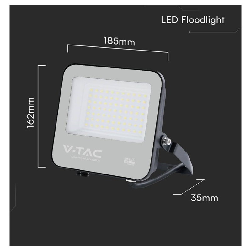 V-TAC 50W LED Floodlight CREE CHIP Black Body Grey Glass 4000K 135lm/W V-TAC 50W LED Floodlight CREE CHIP Black Body Grey Glass 4000K 135lm/W