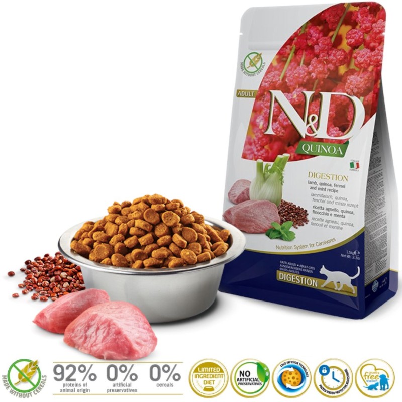 FARMINA N&D Quinoa Digestion Lamb and Fennel - dry cat food - 1,5 kg FARMINA N&D Quinoa Digestion Lamb and Fennel - dry cat food - 1,5 kg