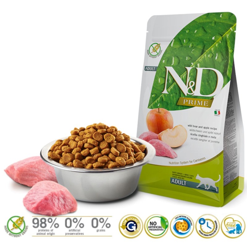 FARMINA N&D PRIME CAT WILD BOAR & APPLE ADULT - dry cat food - 5 kg FARMINA N&D PRIME CAT WILD BOAR & APPLE ADULT - dry cat food - 5 kg