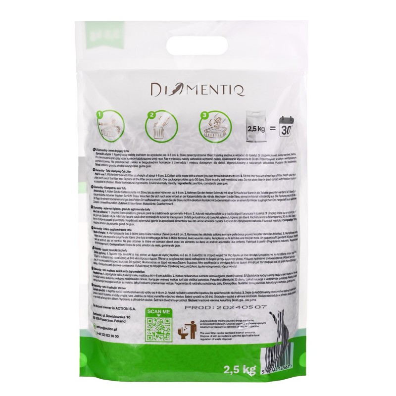 DIAMENTIQ Tofu Neutral Ultra clumping - plant-based litter - 2.5 kg DIAMENTIQ Tofu Neutral Ultra clumping - plant-based litter - 2.5 kg