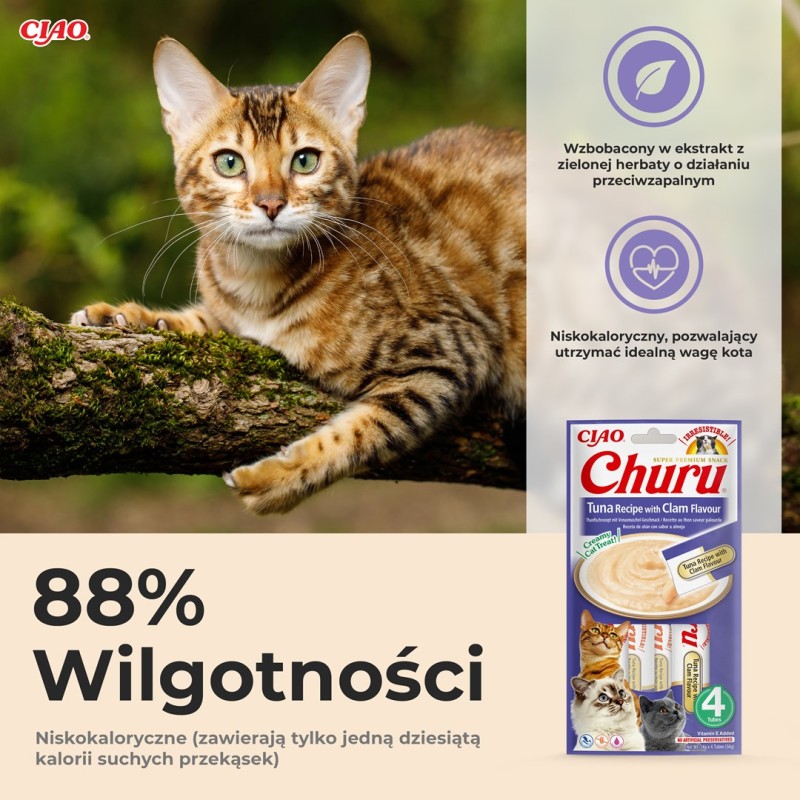 INABA Churu Tuna with clam flavour - cat treats - 4x14 g INABA Churu Tuna with clam flavour - cat treats - 4x14 g