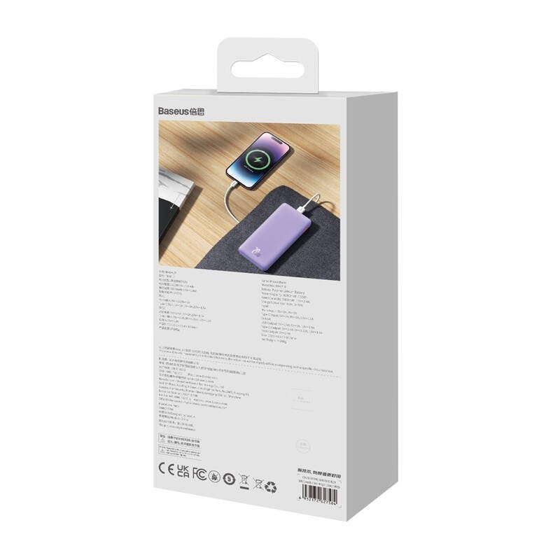Baseus Airpow Lithium polymer power bank 10000 mAh 20 W Purple Baseus Airpow Lithium polymer power bank 10000 mAh 20 W Purple
