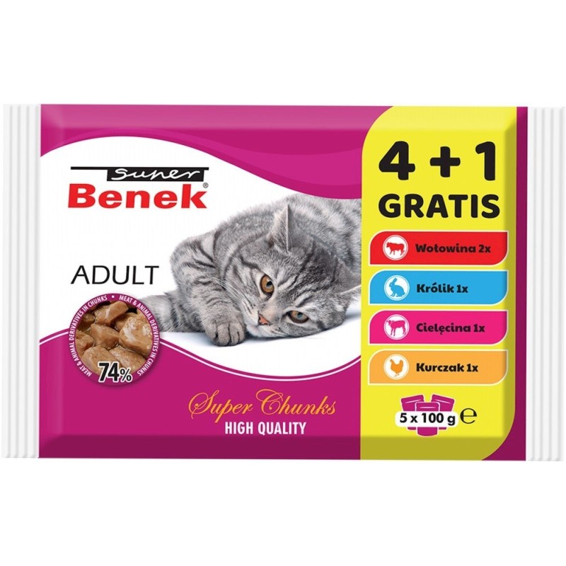 SUPER BENEK Adult - wet cat food - 5 x 100g SUPER BENEK Adult - wet cat food - 5 x 100g