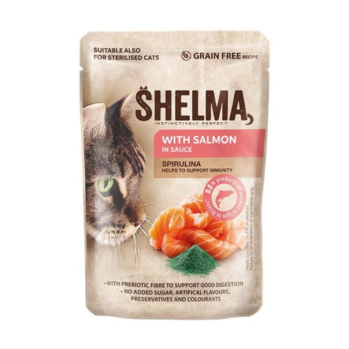 SHELMA with salmon in sauce - wet cat food - 85g SHELMA with salmon in sauce - wet cat food - 85g