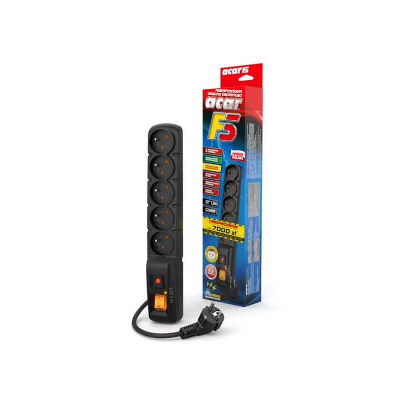 ACAR F5 Black 5 AC outlet(s) 230 V 1.5 m ACAR F5 Black 5 AC outlet(s) 230 V 1.5 m
