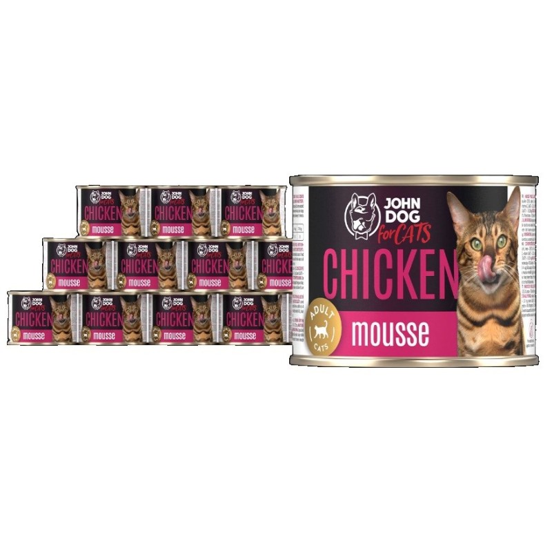 JOHN DOG For cats Mousse Chicken - wet cat food - 12x200g JOHN DOG For cats Mousse Chicken - wet cat food - 12x200g