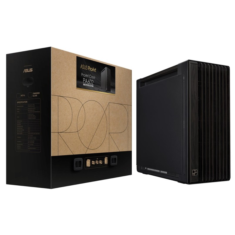 ASUS ProArt PA602 Wood Edition – Metal Panel Midi Tower Black ASUS ProArt PA602 Wood Edition – Metal Panel Midi Tower Black