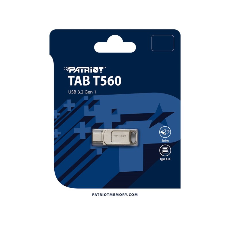 Patriot Memory Tab T560 64GB USB flash drive Dual USB 120MB/s (PS64GT560DS5D) Silver