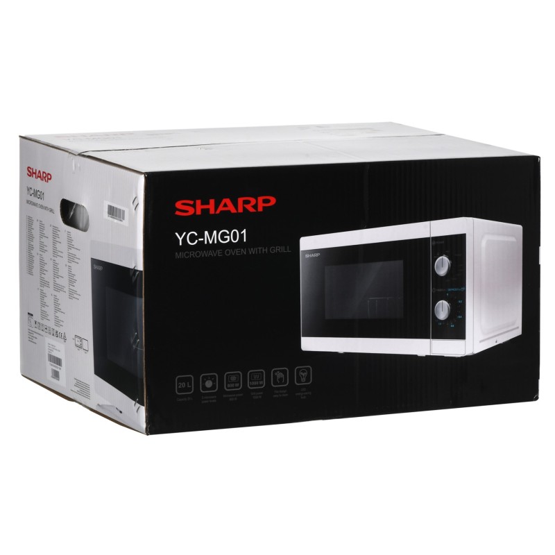 Sharp YC-MG01E-W microwave Countertop Grill microwave 20 L 800 W Black, White Sharp YC-MG01E-W microwave Countertop Grill microwave 20 L 800 W Black, White