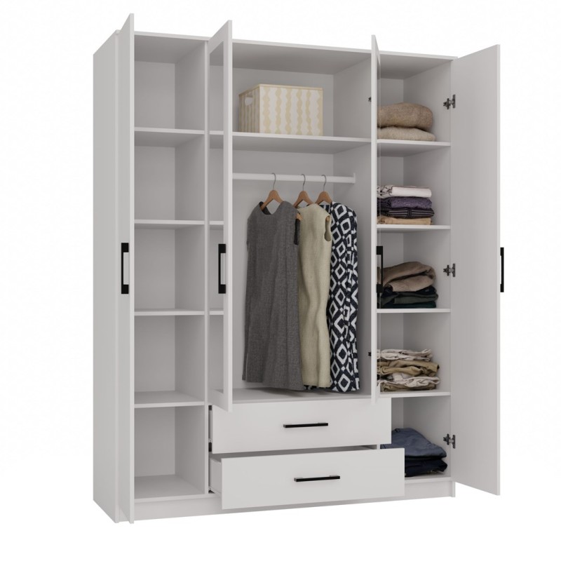 Topeshop ROMANA 160 BIEL bedroom wardrobe/closet 11 shelves 4 door(s) White