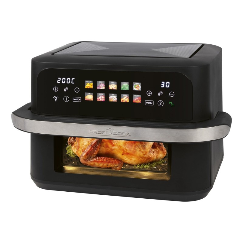 ProfiCook PC-FR 1313 H Double 10 L Stand-alone 2400 W Hot air fryer Black, Stainless steel