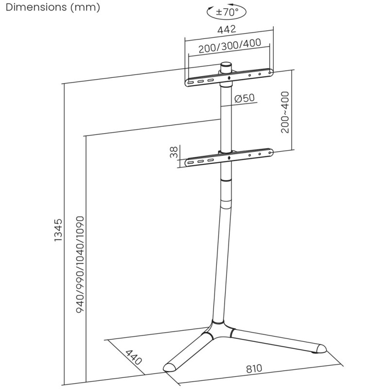 Maclean TV floor stand bracket, 32-70 Maclean TV floor stand bracket, 32-70